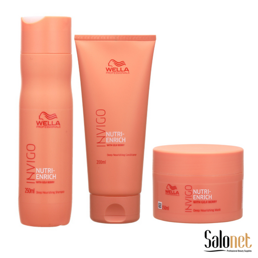 Kit Wella Invigo Nutri-Enrich Shampoo Condicionador Máscara Hidratação Brilho Maciez