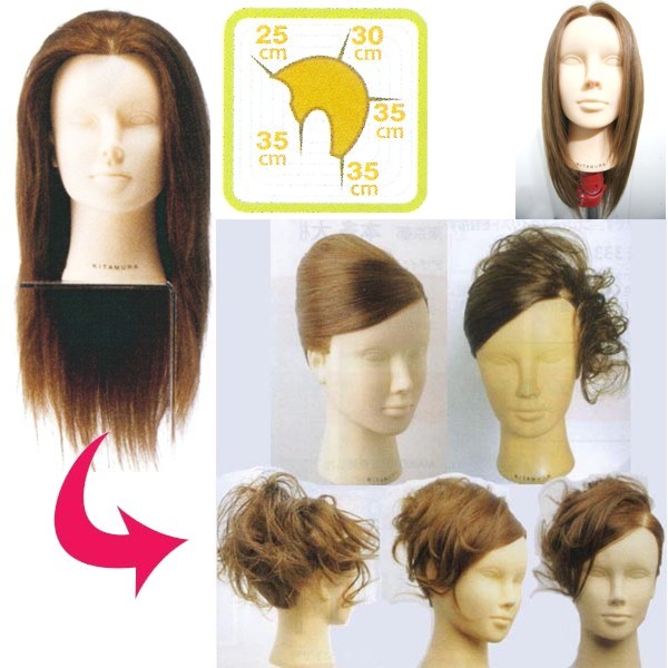 Manequim de Treinamento para Penteados Kitamura Cabelo Humano 100% Liso